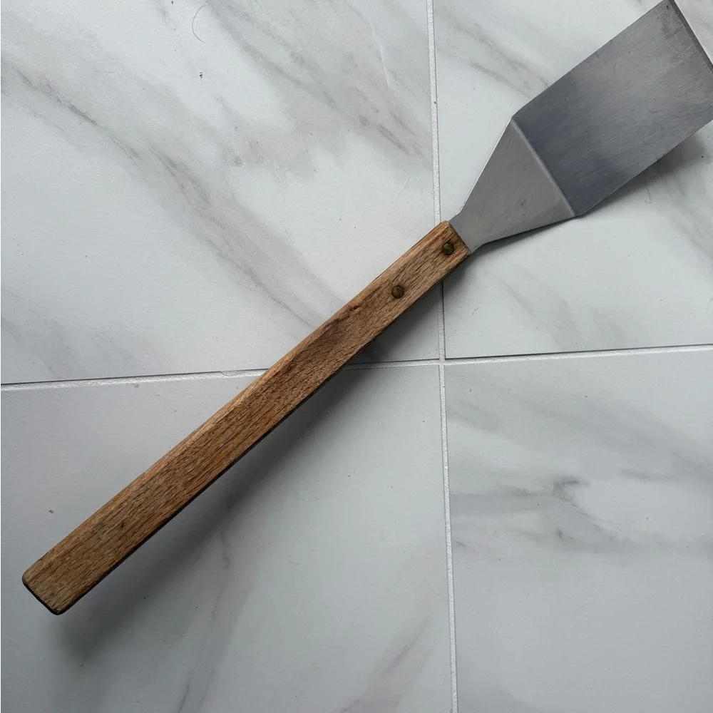 Vintage Stainless Steel BBQ Spatula Wood Handle Large